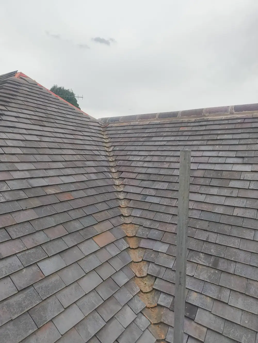 Clay tile roof valley detail