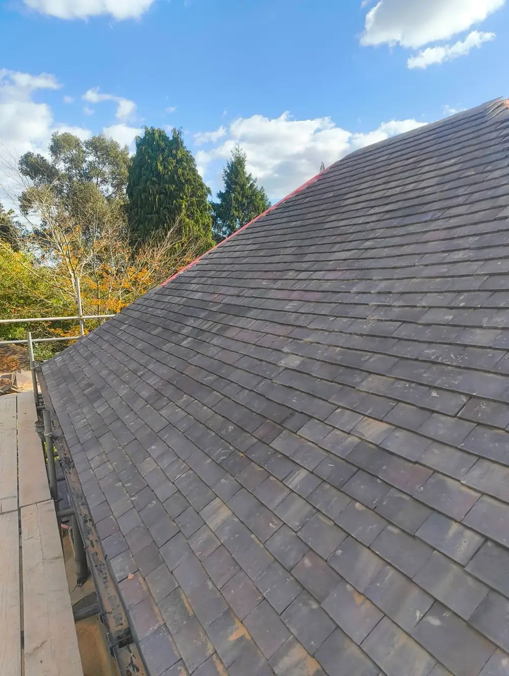 Newly finished tiled roof